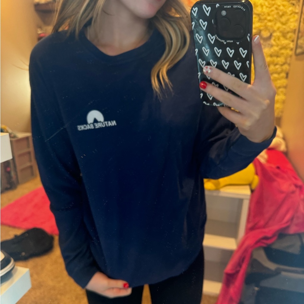 Nature back long sleeve navy shirt